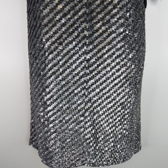 Badgley Mischka Platinum Sequined Halter Dress Size XS. NWT - Picture 3 of 14